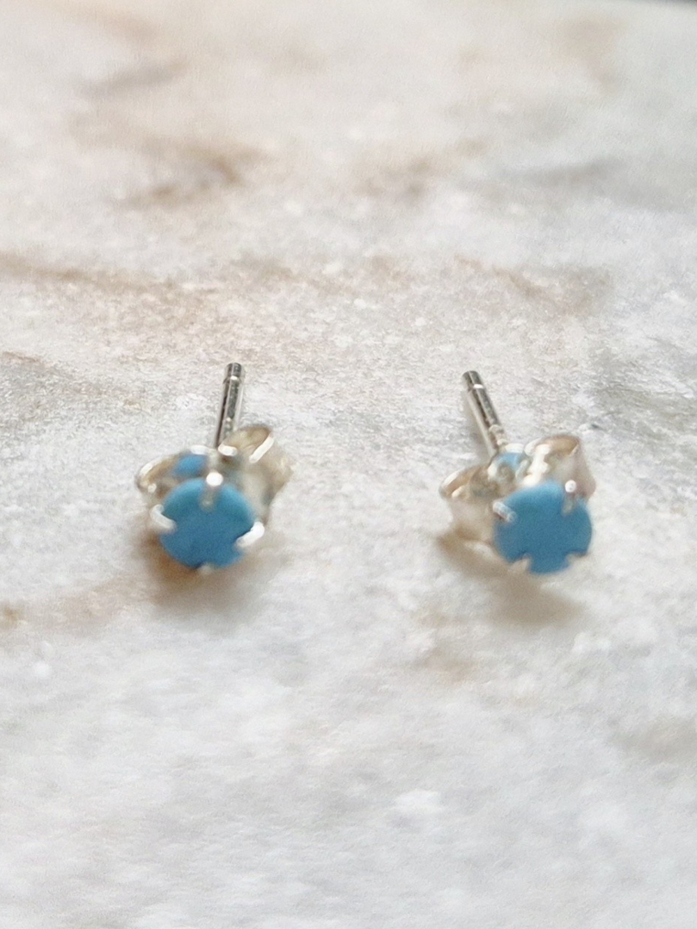 Sterling Silver Turquoise Stud Earrings - Blue